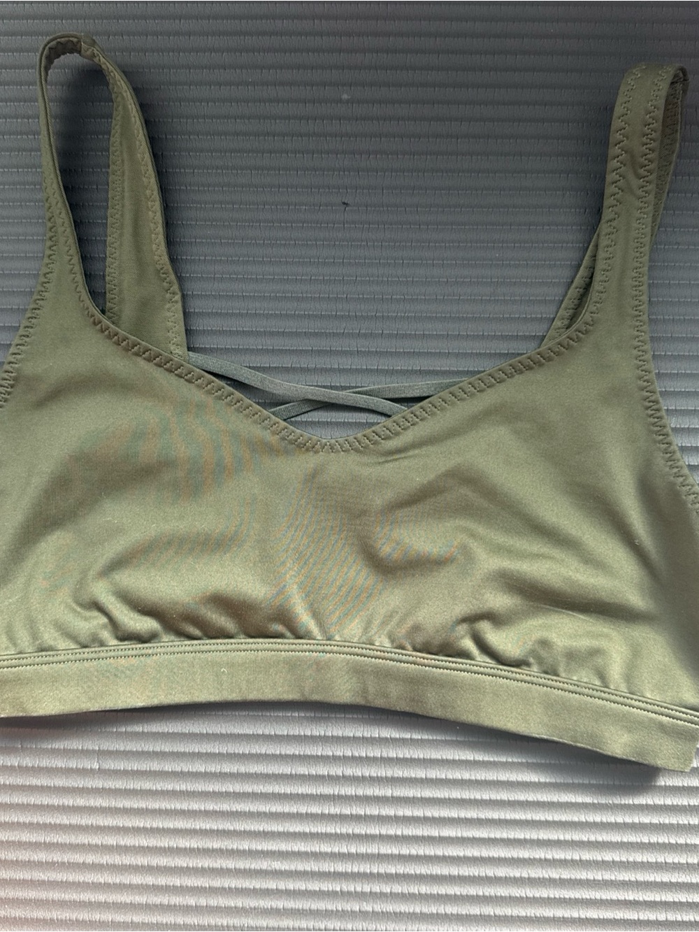Olive Green Crisscross Back Lightweight Sports Bra
